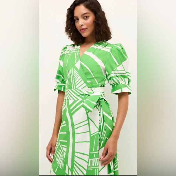 Marie Oliver Rita Wrap Verdant Green Patterned Long Summer Dress Size XS NEW NWT - Picture 3 of 4